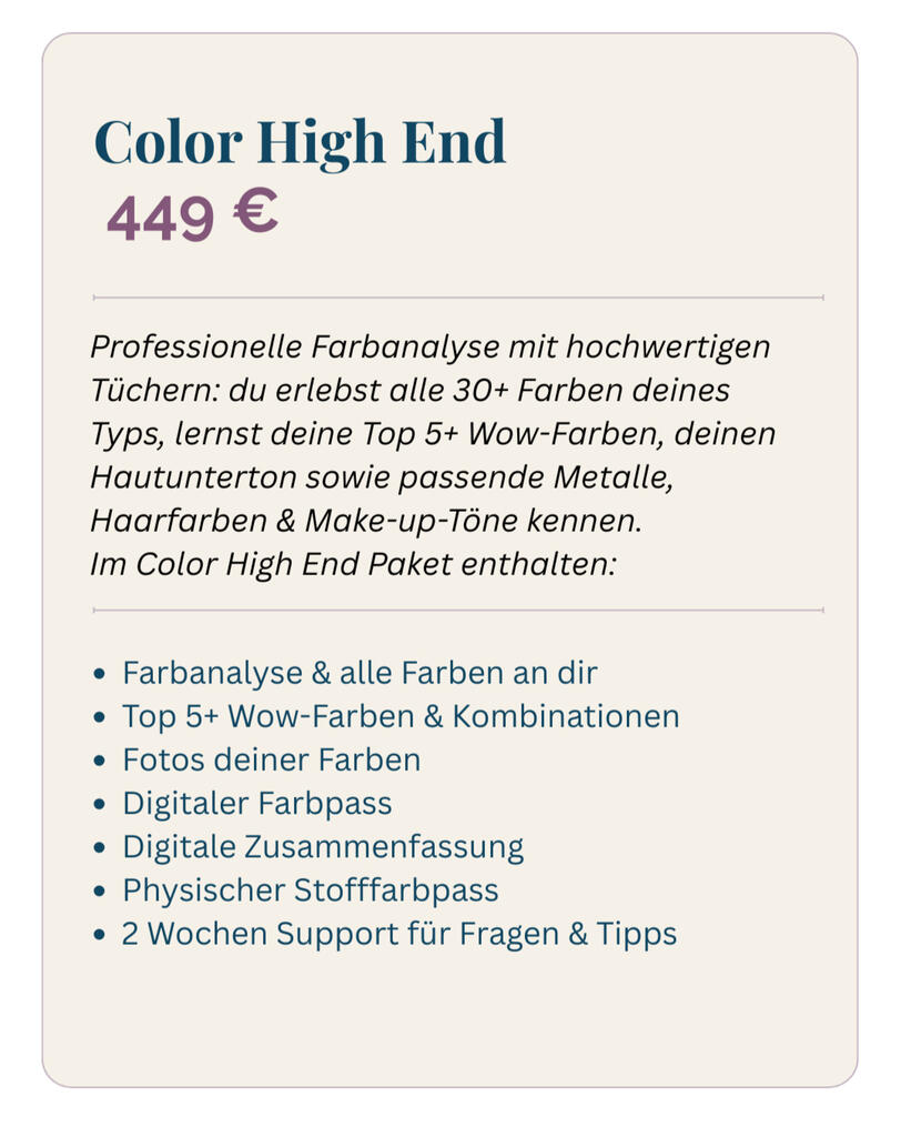 Figurtyp- & Proportionenanalyse, Stilpersönlichkeit, individueller Stilplan mit Dos & Don'ts, deine Outfitformel, Business Capsule Wardrobe